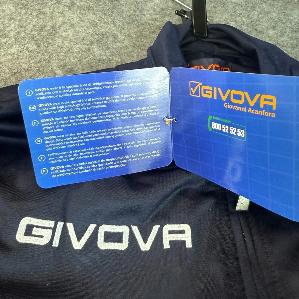 Givova Track Jacket Embroidered Full Zip Hooded Men Size 2XL Lightweight‎ NWT
